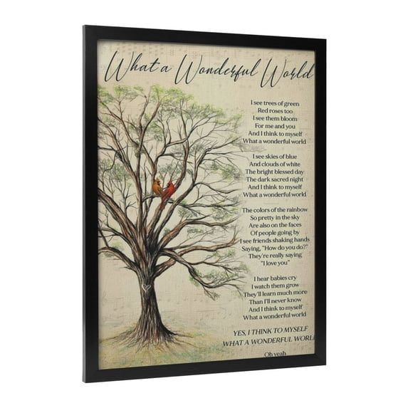 ADALE What A Wonderful World Song Lyrics Poster Print Wall Art Decor Home Modern Canvas Artwork Painting Oil Decorative Pictures for Bathroom Pics Giclee Canvas Print Black Framed 18x12 Inch