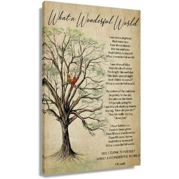 ADALE What A Wonderful World Song Lyrics Poster Print Wall Art Decoration Home Modern Canvas Artwork Painting Oil Decorative Pictures for Pics Giclee Canvas Print Unframed 10x8 Inch