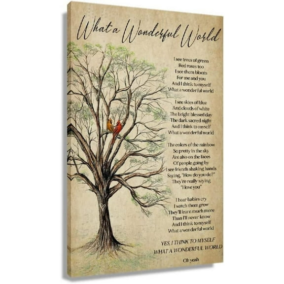 ADALE What A Wonderful World Song Lyrics Poster Print Wall Art Decoration Home Modern Canvas Artwork Painting Oil Decorative Pictures for Pics Giclee Canvas Print Unframed 18x12 Inch