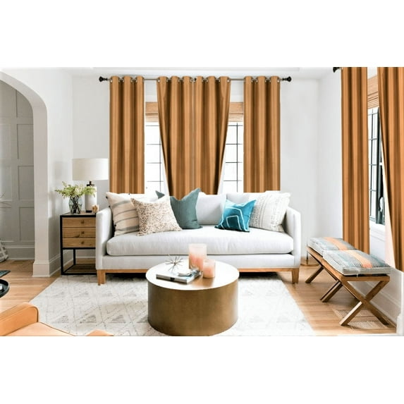 ADAM 2 Panels 100% Blackout Full Room Darkening Window Curtain Drapes Bronze Grommets Gold Color 95" Length For Bedroom Home Décor