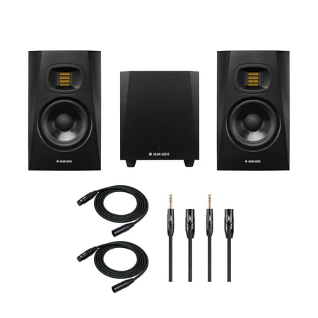 ADAM Audio T7V Monitor (Pair) with ADAM Audio T10S Subwoofer and Cable Bundle