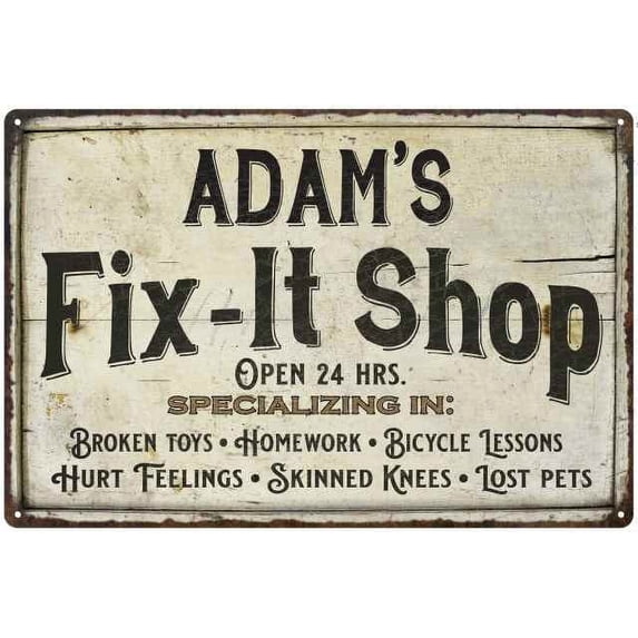 ADAM'S Fix-It Shop Sign Grandpa Dad Wall Décor Gift 12x18 Metal 112180006072