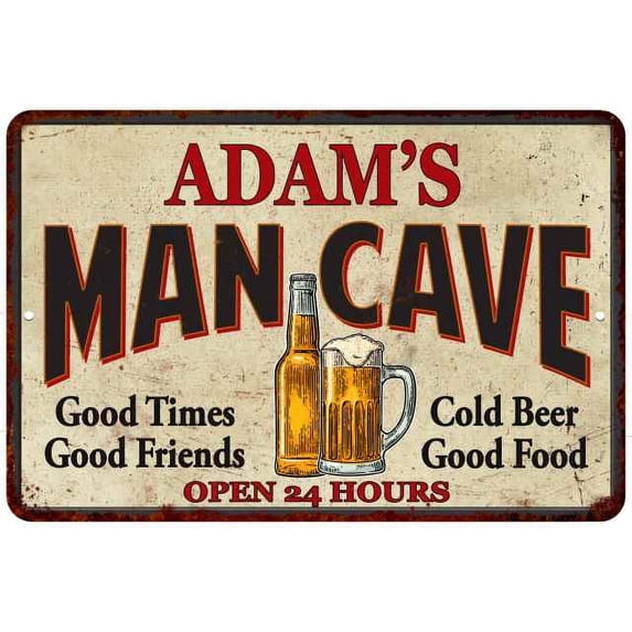 ADAM'S Man Cave Sign 8 x 12 High Gloss Metal 208120011072