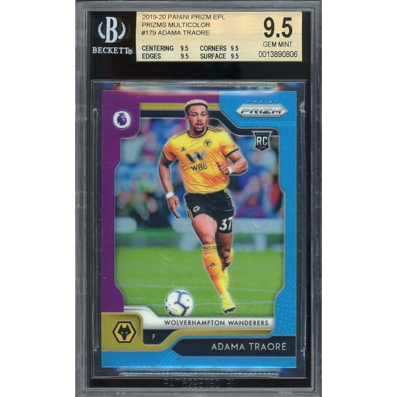 ADAMA TRAORE Rookie Card 2019-20 Panini Prizm EPL Prizms Multicolor #179 BGS 9.5