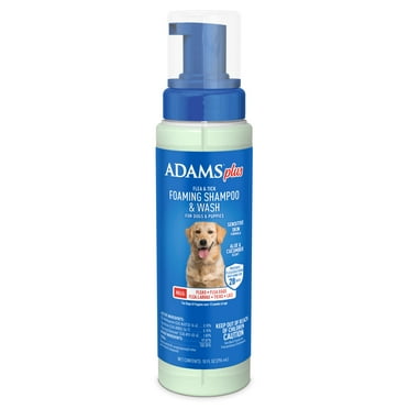 ADAMS Plus Flea & Tick Foaming Shampoo & Wash for Dogs & Puppies Over 12 Weeks, Sensitive Skin Flea Treatment, 10 oz