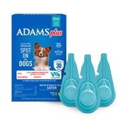 ADAMS Plus Flea & Tick Prevention Spot On للكلاب، لعبة/كلب صغير، يقتل البراغيث والقراد، قراد الكلاب/الغزلان البني، يقتل البعوض ويطرده، يمنع الإصابة بالبراغيث، إمداد لمدة 3 أشهر، عبوة من 3 قطع
