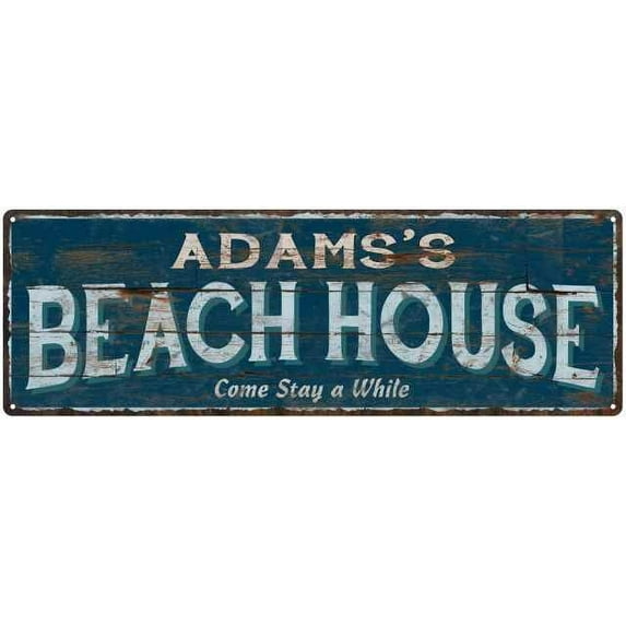 ADAMS'S Beach House Blue Rustic Cabin Home Decor 6x18 Metal 106180026039