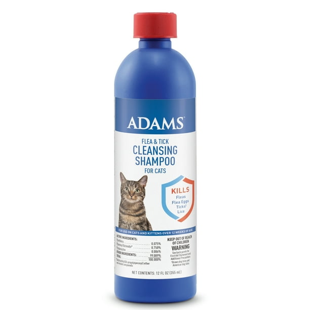 Adams Flea Tick Cleansing Shampoo For Cats Flea and Tick Treatment for Cats and Kittens Unscented 12 Ounces