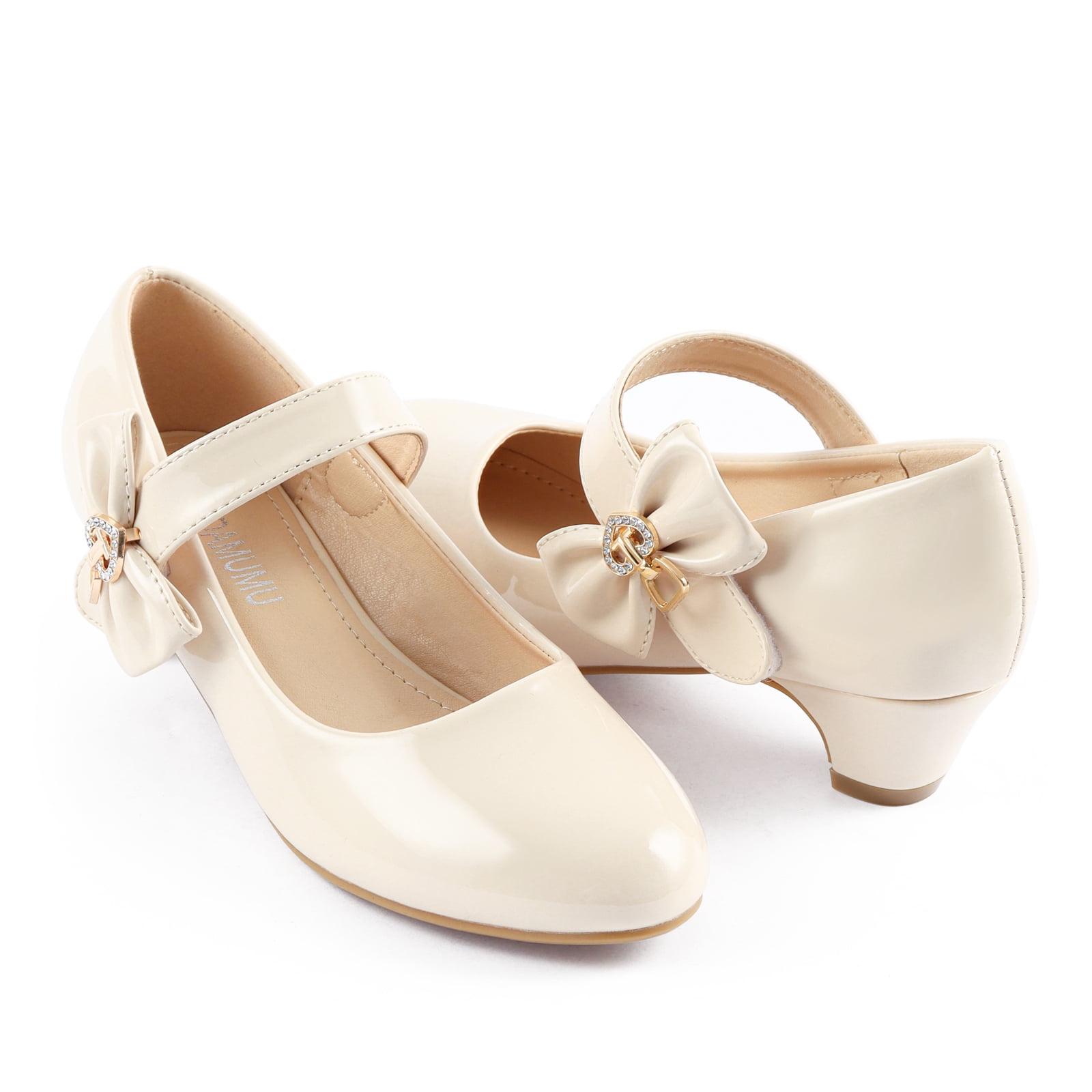 ADAMUMU Girls Dress Shoes Princess High Heel Mary Jane Low Heels Ballet ...