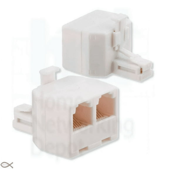 ADAPTER TELEPHONE RJ-11 DUPLEX DUAL MODULAR - WHITE - 2 PACK