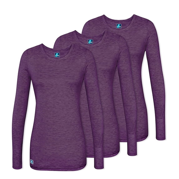 ADAR UNIFORMS 3 Pack Women's Comfort Long Sleeve T-Shirt/Underscrub Tee - 2903 - Heather Eggplant - 2X