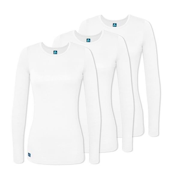 ADAR UNIFORMS 3 Pack Women's Comfort Long Sleeve T-Shirt/Underscrub Tee - 2903 - White - XS