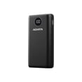 thumbnail image 1 of ADATA P20000QCD - Power bank - 20000 mAh - 74 Wh - 18 Watt - PD 3.0, QC 3.0 - 4 output connectors (USB, USB-C) - on cable: USB-C - black, 1 of 7