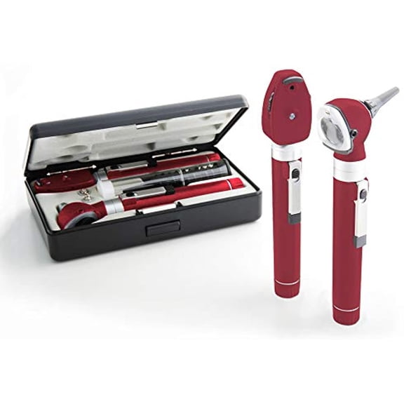 ADC Otoscope/Ophthalmoscope Diagnostic Set, Pocket Size, LED Lamp, 2.5V, Hard Case, Diagnostix 5110NL, Burgundy, 5110NLBD