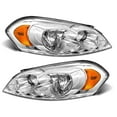 thumbnail image 1 of ADCARLIGHTS for 2006 2007 2008 2009 2010 2011 2012 2013 Chevy Impala Headlight Assembly compatible with 14-16 Impala Limited / 06-07 Monte Carlo Chrome Housing Amber Reflector Replacement Pair, 1 of 9