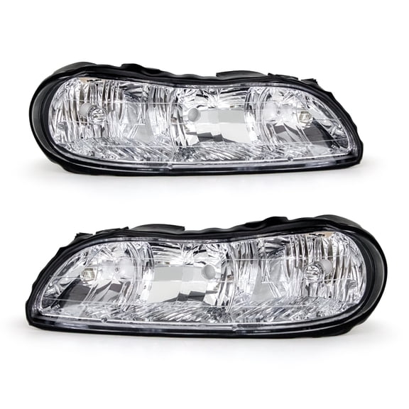 ADCARLIGHTS Headlight Assembly Pair for 1997-2003 Chevy Malibu 97-99 Oldsmobile Cutlass 2004-2005 Chevy Classic Chrome Housing Left Right W/O Bulbs