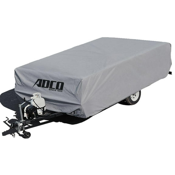 ADCO 2890 Pop Up Folding Trailer Polypropylene Cover, Fits Trailers up to 8', Gray/White