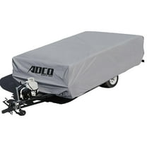 ADCO 2893 Pop Up Folding Trailer Polypropylene Cover, Fits 12'1" - 14' Trailers, Gray/White