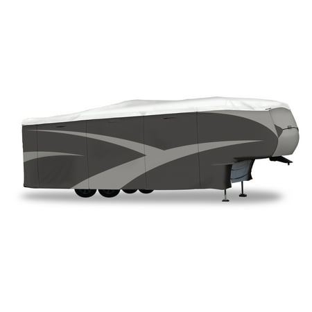 ADCO 36842 Designer Series Olefin HD Travel Trailer Cover 22' 1" - 24', Gray/White