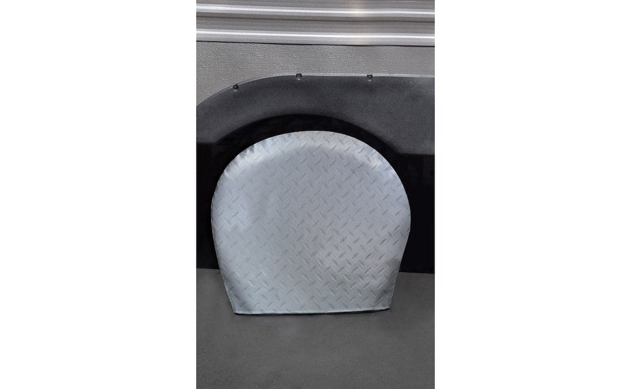 ADCO 3723 Silver Multi Axle Double Diamond Plated Steel Vinyl Tyre Gard Wheel Cover (Fits 27"-29")