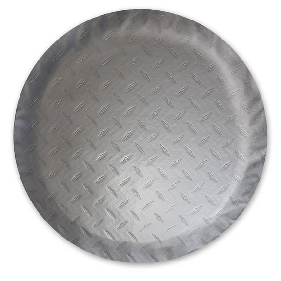 ADCO 9758 Silver Diamond Plated Steel Vinyl Spare Tire Cover L, (Fits 25 1/2" Diameter Wheel)