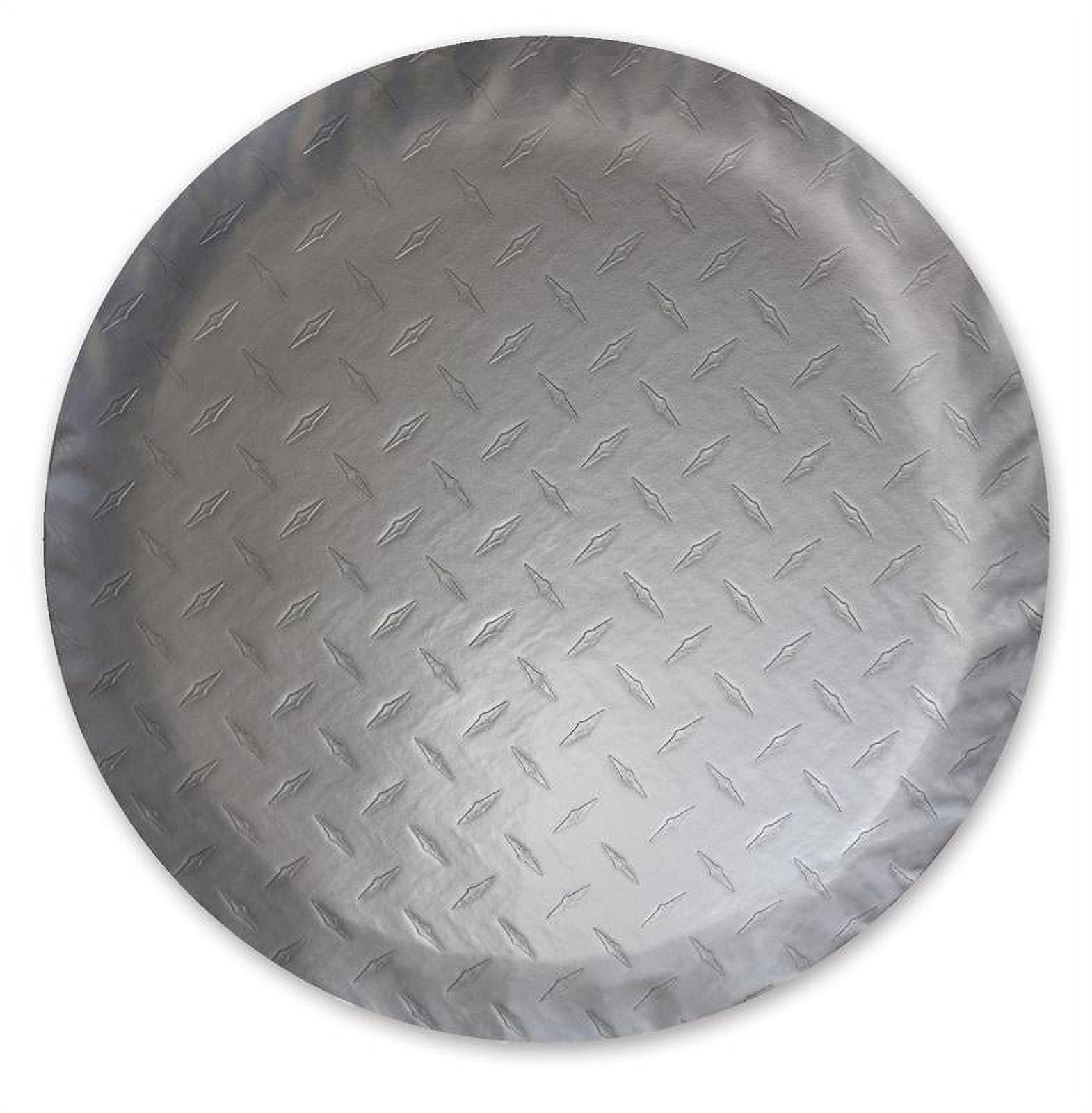 Silver Diamond Plated Vinyl Spare Tire Cover with Elastic Band