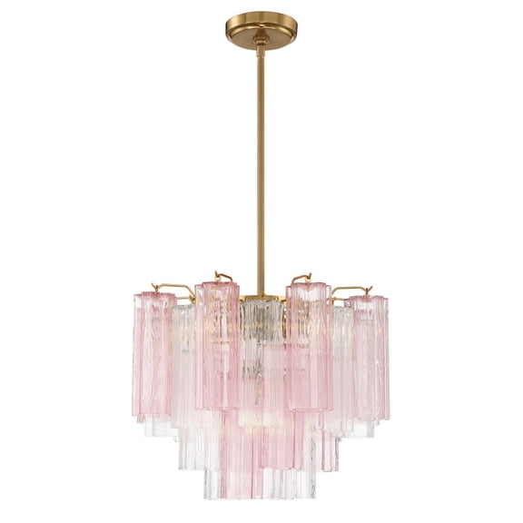 ADD-300-AG-SP Crystorama Lighting Addis - 4 Light Chandelier-13.75 Inches Tall and 17.75 Inches Wide-Aged Brass Finish-Spring Glass Color