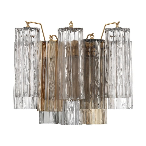 ADD-302-AG-AU Crystorama Lighting Addis - 2 Light Wall Mount-11.75 Inches Tall and 14.5 Inches Wide-Aged Brass Finish-Autumn Glass Color