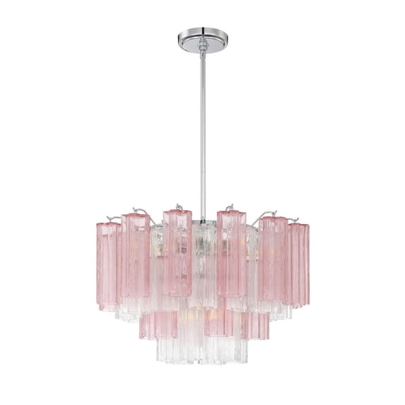 ADD-308-CH-SP Crystorama Lighting Addis - 9 Light Chandelier-14.25 Inches Tall and 22 Inches Wide-Polished Chrome Finish-Spring Glass Color
