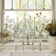 Fancy-Fix Window Privacy Film 17.5" x 78.7", Colorful Floral Static Cling, Removable Bouquet Design for Home, School, Office, Party