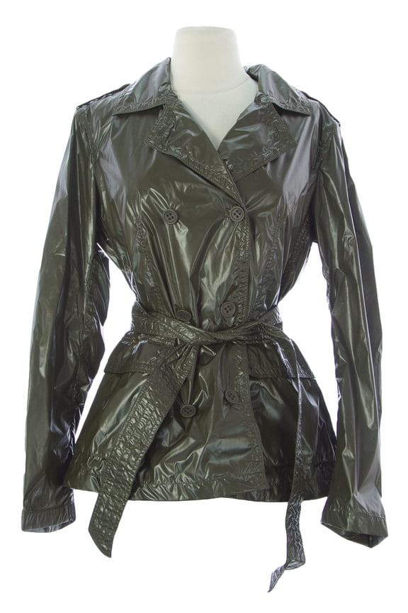 Women's Polyamide Button Close Jacket Sz 4 Oil Green