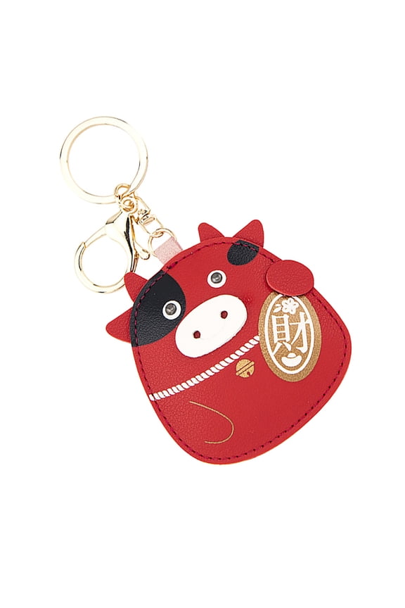 1 Pc Ox Shape Key Chain Red Pu Alloy for New Year present Friends Family 11.8x2.7in