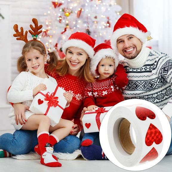 ADDHAT Self Adhesive Heart Label Stickers Red for Wedding Present and Party Use