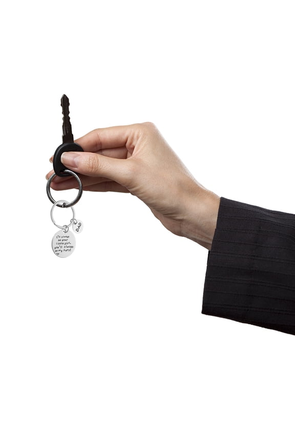 1 Set Key Chains for Dad Metal Keychain Pendant Fathers Day Present Circular Silver 0.8x3x6cm