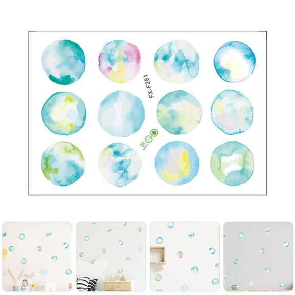 ADDHAT 1 Sheet Peel and Stick Wall Mural PVC Round Home Decor for Kids Room, Assorted Colors, Easy to Apply and Remove