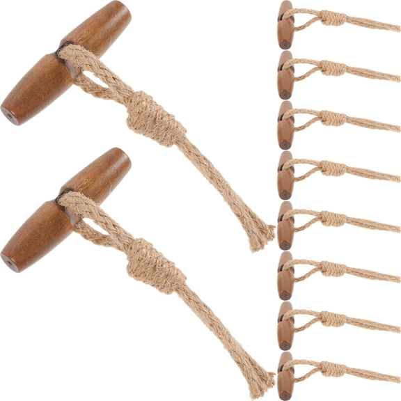 ADDHAT 10 Pairs Sew-on Coat Toggles Button for Diy Craft Projects Sewing Knitting Clothes Brown Resin Wooden