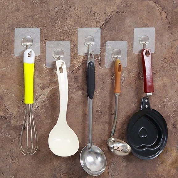 ADDHAT 10Pcs Transparent Wall Hooks Self Adhesive Coat Hooks for Home and Travel Storage