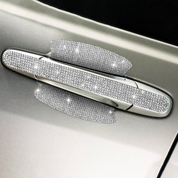 ADDHAT 10Pcs Car Door Handle Stickers Rhinestone Car Accessories for Women Scratch Protection Sleek Appearance