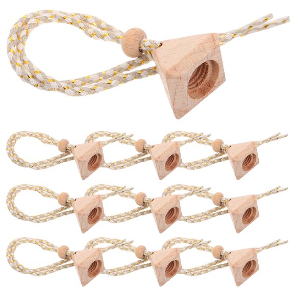 ADDHAT 10pcs Aroma Perfume Bottle Caps Beech Wood Light Brown Replacement For Car