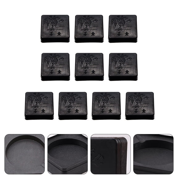 ADDHAT 15Pcs Traditional Black Inkstone with Smooth Surface Practical Calligraphy Accessory for Painting