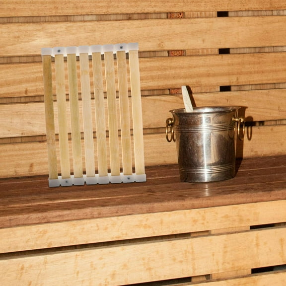 ADDHAT 1Pack Bamboo Bath Mat Beige Rectangular Simulated Cedar Tree Sauna Mat Indoor Use 33.0x23.0x1.0in