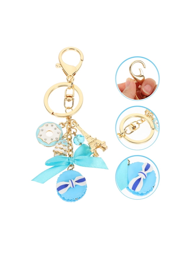 Resin Cake Keychain with Metal Pendant, Stylish Decorative Bag Charm for Keys, Purses, and Accessories
