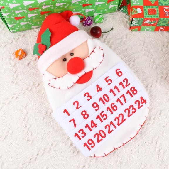 ADDHAT Home Decoration Advent Calendar White Fabric 1Set
