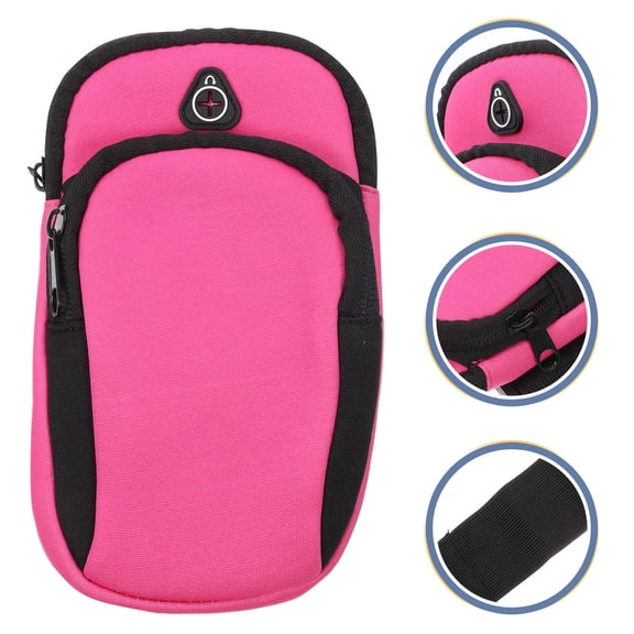 ADDHAT 1Pack Keys Holder Running Arm Bag Mobile Phone Cover Neoprene Pink For Sports