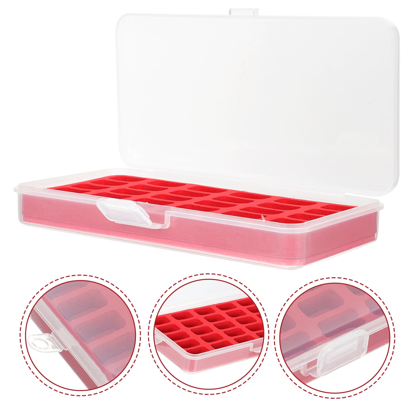 ADDHAT 1Pack Red Rectangular Bobbin Storage Box For Sewing Thread ...