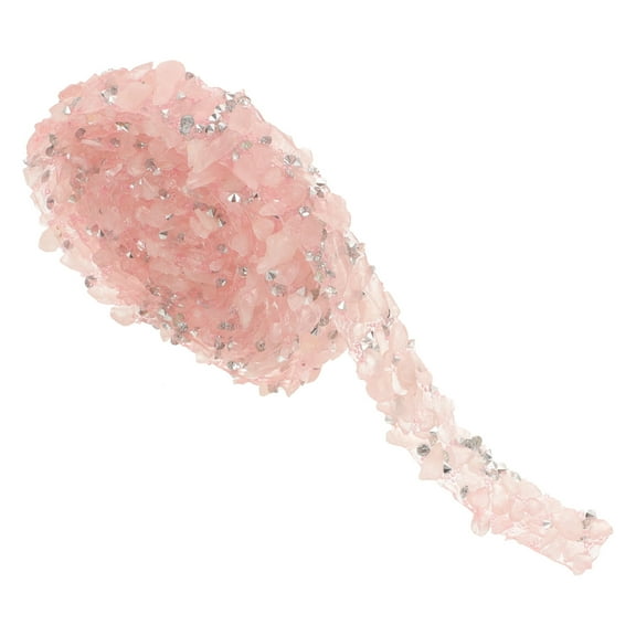 ADDHAT 1Pack Rhinestone Ribbon Pink Rectangular Strip Diy Clothing For Costume Accessory Wedding Party Decorative