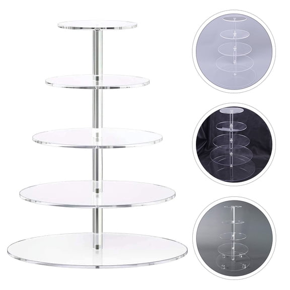 ADDHAT 5-Tier Acrylic Cake Stand Clear Display Stand for Wedding Birthday Party Dessert Presentation
