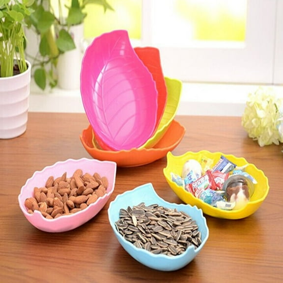 ADDHAT 1Pcs BpaFree FoodGrade Pp Green Leaf Shape Plastic Fruit Plate Tray With Simple And Novelty Design
