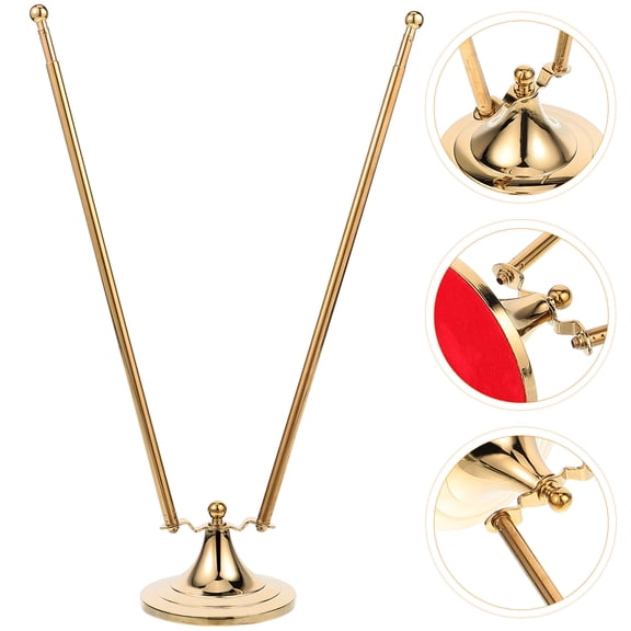 ADDHAT 1Pcs Golden Telescopic Handheld Flagpole for Stable Support in Office Desks and Conferences 19 7x3 1in