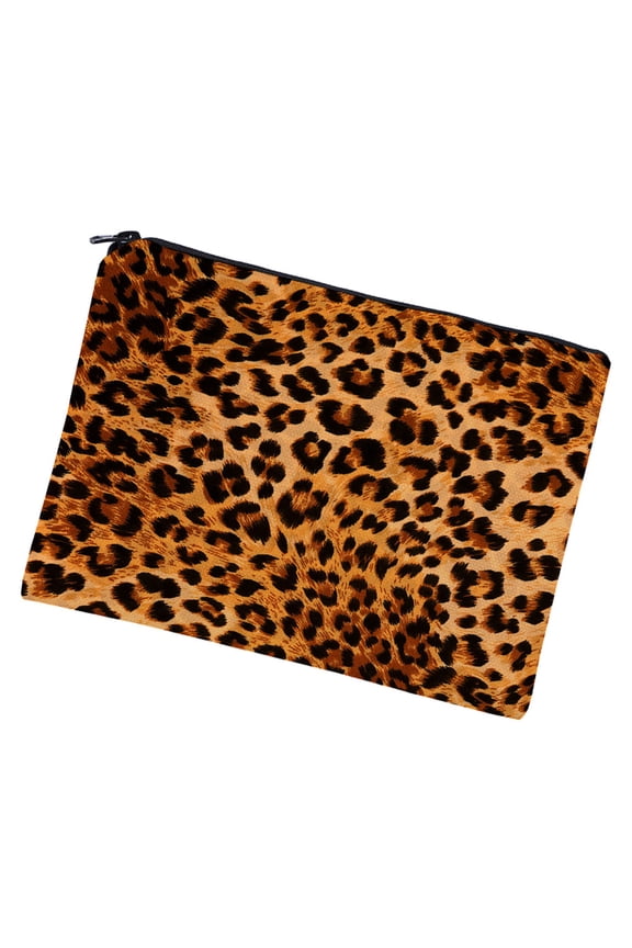 1Pcs Leopard Print Makeup Bag Women Storage Pouch Waterproof Travel Organizer Square Polyester 8.7x5.5in
